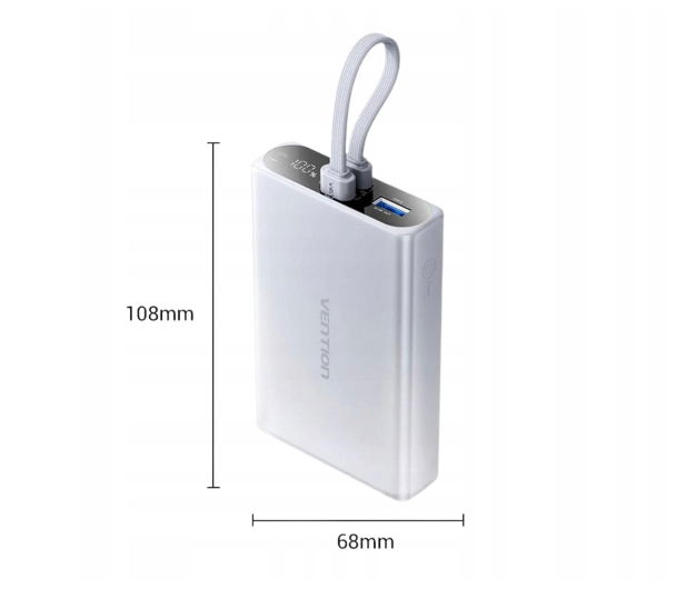 Vention Powerbank 10000 mAh USB-C Lightning USB-A 22,5W szary - 1543393 - zdjęcie 2